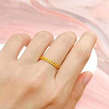 Terbaru cincin wanita model kepang minimalis elegan emas asli