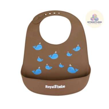 Royale Bebe Bib Bayi / Celemek Bayi - Baby Silicone Bibs RoyaleBebe Whaley Whale Cokelat