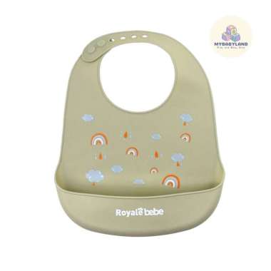Royale Bebe Bib Bayi / Celemek Bayi - Baby Silicone Bibs RoyaleBebe Rainbow Day Abu-Abu