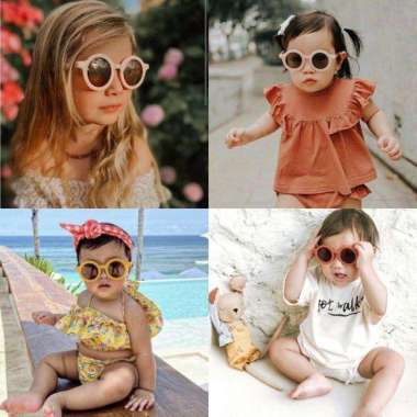 Kacamata Anak New Trend/Kacamata Berjemur Fashion Anak terbaru Bulat Putih