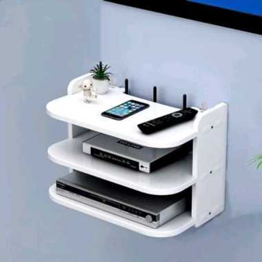 Rak dinding vintage gantung 3 layer wifi router set top box dvd 1024
