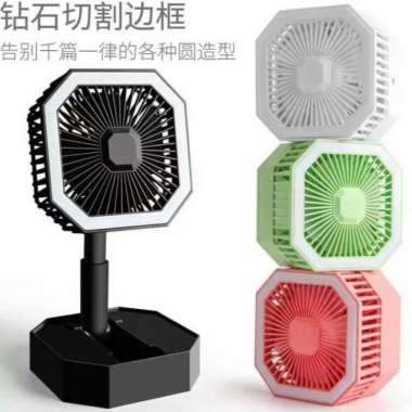Kipas Mini USB Portable LED 3in1 Kipas Lipat Belajar Multifungsi Kotak HITAM