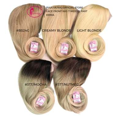 Ryuuta Wig Lace Front Wig Lurus Panjang Emma Black Brown Blonde 28 inch 70 cm Creamy Blonde