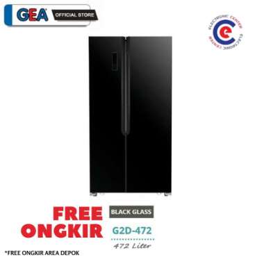 KULKAS SIDE BY SIDE GEA G2D-472 TWIST ICE MAKER NO FROST Hitam