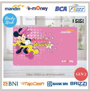 CUSTOM KARTU E-MONEY DESIGN MINNIE PINK EMONEY FLAZZ BRIZZI TAPCASH E TOLL WINLYCUSTOM [SALDO NOL/1 