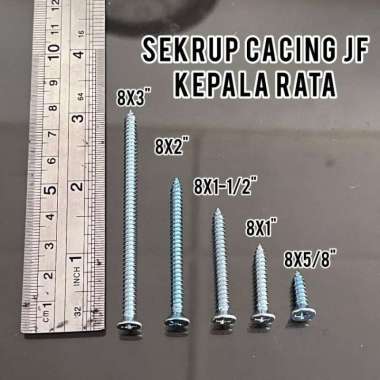 [ ECER ] SEKRUP BAUT CACING JF 8 x 5/8 , 1 , 1-1/2 , 2 , 3 INCH 8x5/8"