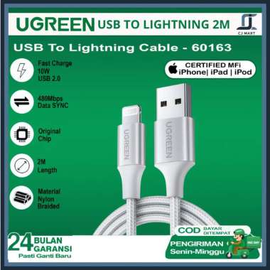 UGREEN Kabel Data USB Lightning MFi iPhone 6 7 8 X XR XS Fast Charging 60163 2M