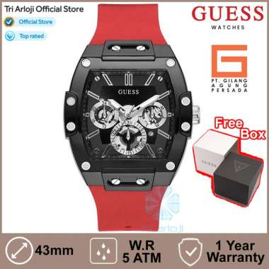 GUESS Watches GUESS GW0203G4 Original PHOENIX Jam Tangan Pria Analog Red Rubber