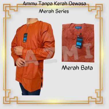 Promo Baju Koko Ammu Dewasa Tanpa Kerah Merah Bata Termurah satuan XXL