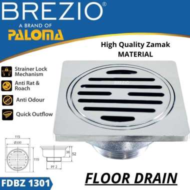 BREZIO FDBZ 1301 FLOOR DRAIN SARINGAN LANTAI WC KAMAR MANDI CHROME