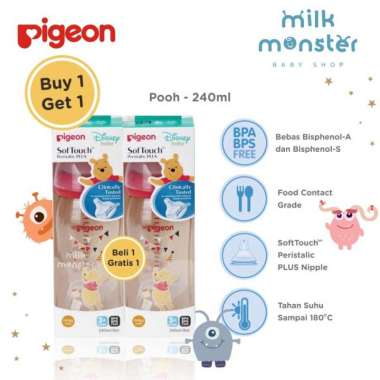 PAKET HEMAT Pigeon PPSU Disney wide neck baby bottle 160ml/ botol susu 240ml pooh