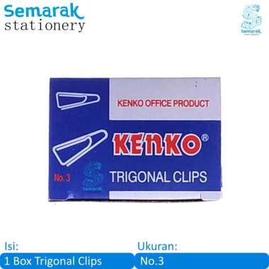 Kenko Trigonal Clips Klip Penjepit Kertas No. 3 [1 Box]