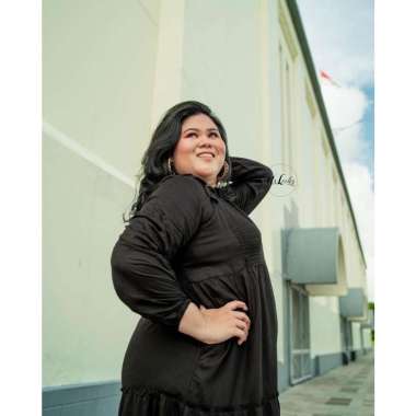 Gamis Lula Dress Rayon Jumbo Busui Wudhu Kancing Adem pakaian wanita muslimah Black