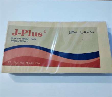 Amplop Coklat J Plus J-PLUS SUPER KABINET 140mm x 270mm isi 100pcs SEAL - dilengkapi LEM