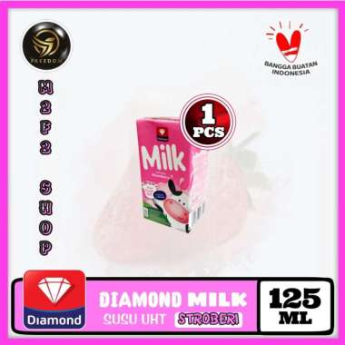 DIAMOND MIlk Susu Kotak UHT Strawberry | Stroberi - 125 ml (Kemasan Satuan)