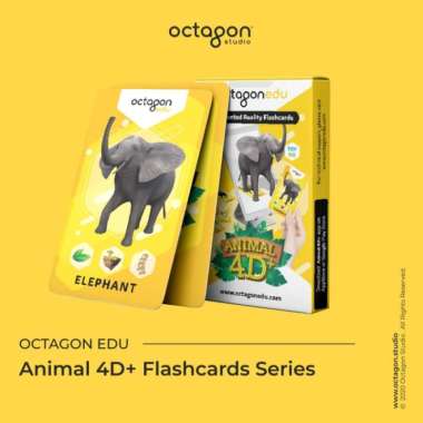 kartu animal 4d+ / flash card / mainan edukasi anak (octagon studio) Multicolor