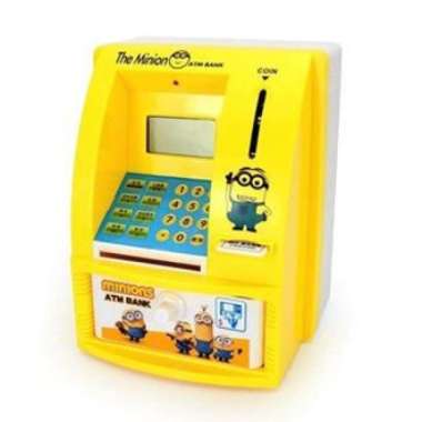 mainan celengan anak atm mini minion mini bank mesin hitung uang Multicolor