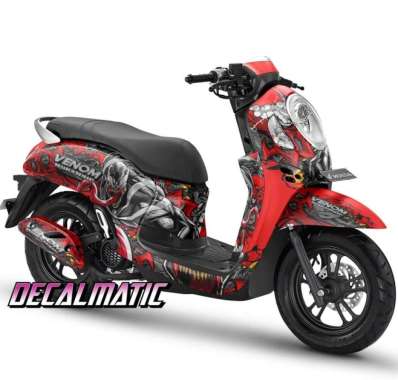 Decal Full Body + Stiker Dashboard Scoopy Semua Tipe - Venom - Merah, 2012-2016 2012-2016 Merah