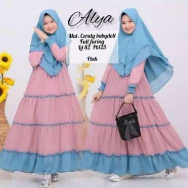 ALYA SYARI KIDS KHIMAR GAMIS ANAK TERBARU BAHAN CERUTY BABYDOLL GAMIS Multicolor