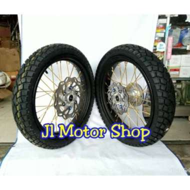 Paketan Velg Klx D-Tracker Supermoto Super Moto Plus Ban Luar Dalam Multicolor