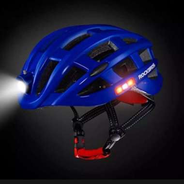 Helm Sepeda Lampu Rockbross Kuning Biru