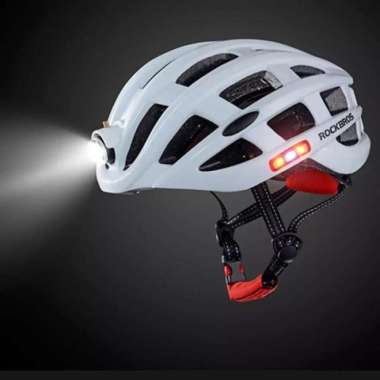 Helm Sepeda Lampu Rockbross Kuning Putih