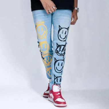 Papago - Celana Jeans Pria Skinny Slimfit Jeans - Evil Smile M