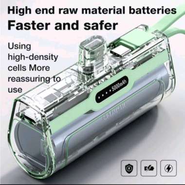 Power bank 5000mah lightning type C for iPhone and Android-hijau