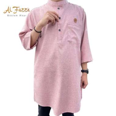 Atasan Gamis Pria Pendek Lengan 3/4 Kurta Mujtaba Pakistan Baju Muslim Pria S Teracotta
