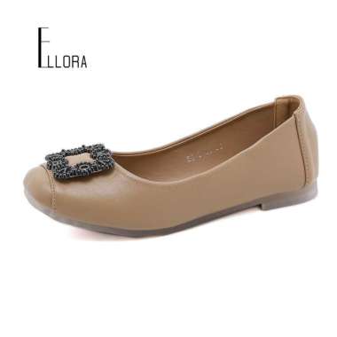 SPV ELLORA EG-2020 Sepatu Flatshoes Balerina sepatu Kerja Wanita Import 37 Khaki