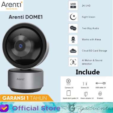 Arenti DOME1 IP Camera CCTV Cam 2K Rumah Baby WiFi Speaker Mic Motion