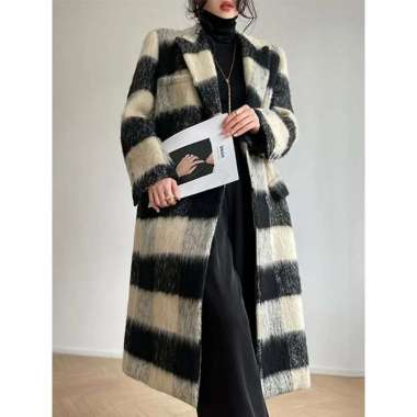 SUPERVICE Loose Plaid Woolen Coat #1823 S