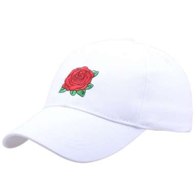 SUPERVICE TBRO topi bunga mawar rose bordir baseball cap korea jepang kpop idol import PUTIH