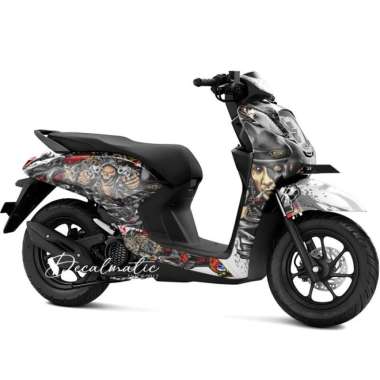 Stiker Full Body Decal Motor Honda Genio 2018 - 2023 Skull Jerinx Putih