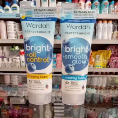 sabun muka besar/Facial foam wardah perfect bright 100ml (kemasan baru ) Bright+smooth/biru