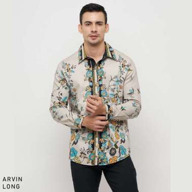Evercloth Arvin Long Kemeja Batik Pria Lengan Panjang VM Cheongsam Changsan LONG STANDAR