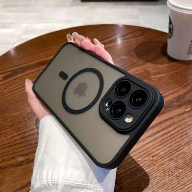 CASING IPHONE 15 PRO MAX CASE IPHONE 15 PRO MAX TRANSLUCENT MAGSAFE IP 15 PRO MAX Hitam