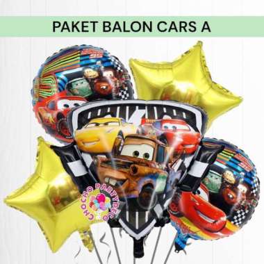 Paket Balon CARS A / Dekorasi Ulang Tahun Cars Lightning Mcqueen Cars A