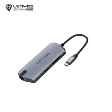 Lenyes AX124 converter adapter otg type c to usb lan hdmi sd card 60w