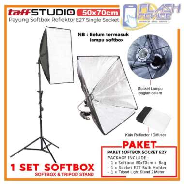 Paket Tripod Light Stand 2 Meter with Softbox Single Socket E27