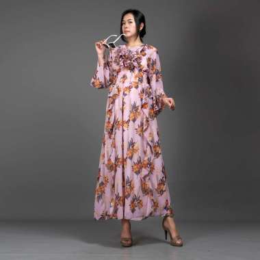 Okechuku ASHLEY Long Dress Korea Baju Pesta Dress Panjang Wanita Pink