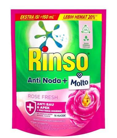 Promo Harga Rinso Liquid Detergent + Molto Pink Rose Fresh 1500 ml - Blibli