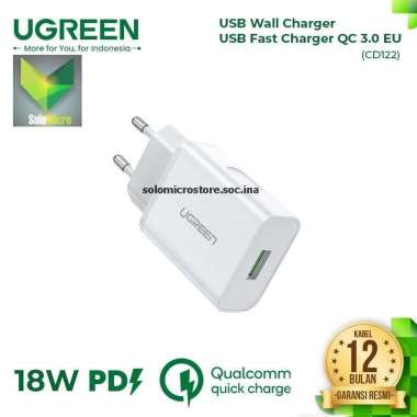UGREEN Charger Cas Hp QC3.0 USB Fast Charger 18Watt 18w White 10133