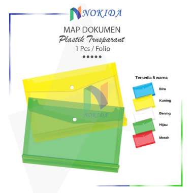 Nokida Map Plastik [Folio/A4/F4] / Folder Dokumen Kancing Tali Polos / Tempat Penyimpanan File Pelas