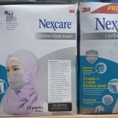 3M MASKER NEXCARE CARBON HIJAB 4 PLAY ISI 2 PC 1 BOX ISI 24 PC - FIXMARKET