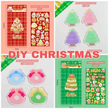 BAJUKIDDIE DIY CHRISTMAS STIKER NATAL GANTUNGAN KUNCI LUCU KEYCHAIN STICKER KOREA LUCU STIKER BROWN