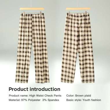 Celana Tartan Wanita Korean Style Celana Longgar Wanita Celana Wanita Terbaru Highwaist celana cokla