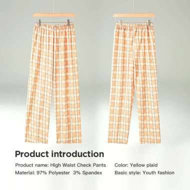 Celana Tartan Wanita Korean Style Celana Longgar Wanita Celana Wanita Terbaru Highwaist celana Kunin