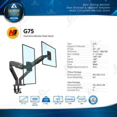 Bracket Monitor Meja North Bayou NB G75 Naik Turun Dual Monitor
