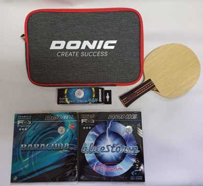 Paket Bat Pingpong Donic Original Senso carbon + Karet Donic Set